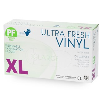 Vinyl Glove PF Extra Large Blue Ctn 10